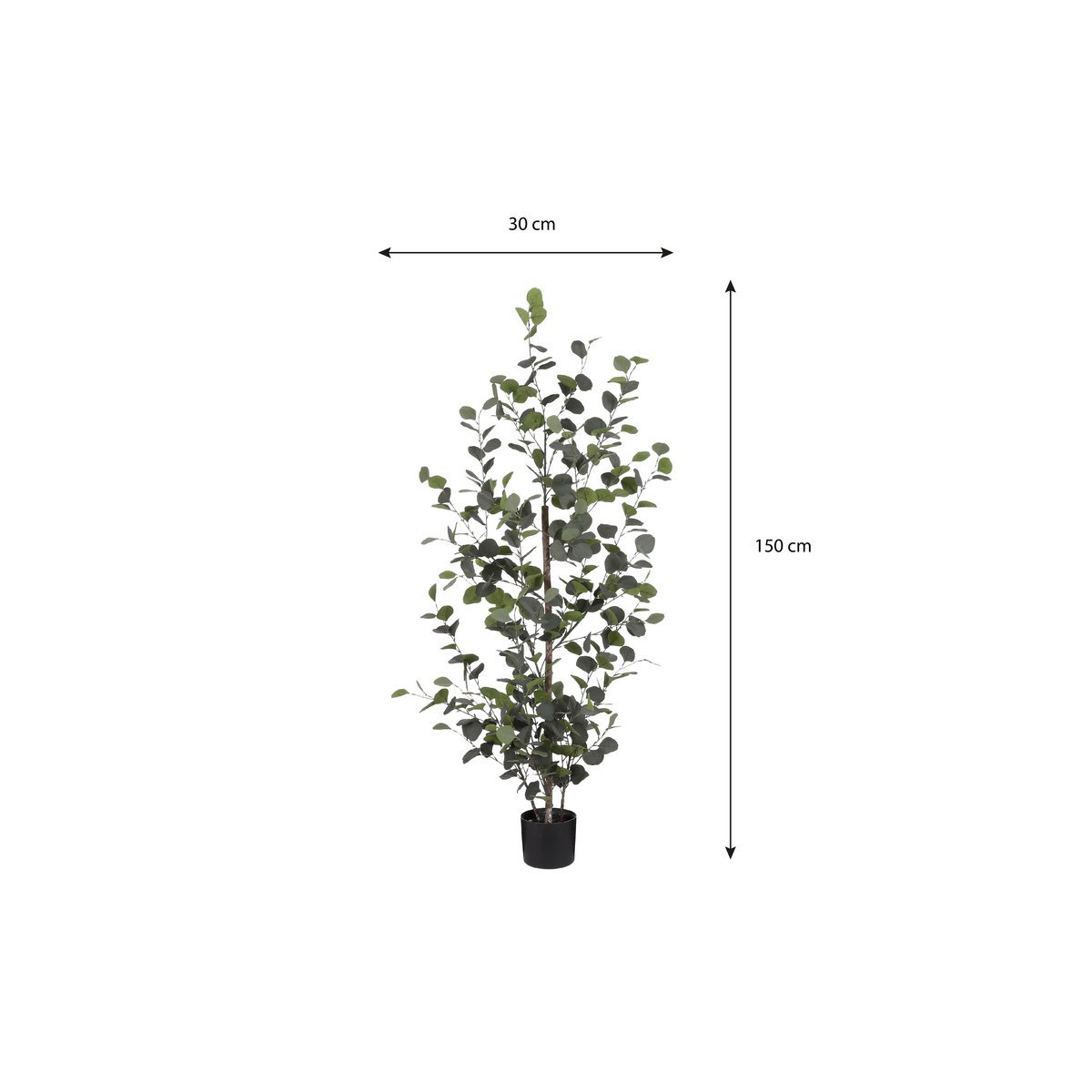 Künstliche Eukalyptuspflanze im Blumentopf – H150 x Ø30 cm – Grün