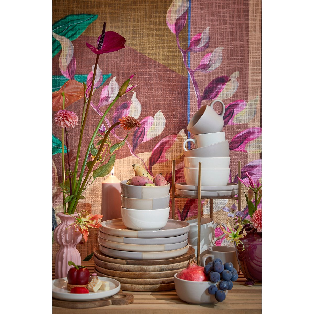 Ozi Geschirr-Set für 4 Personen – 16-tlg., Steingut, Off-White – Mica Decorations