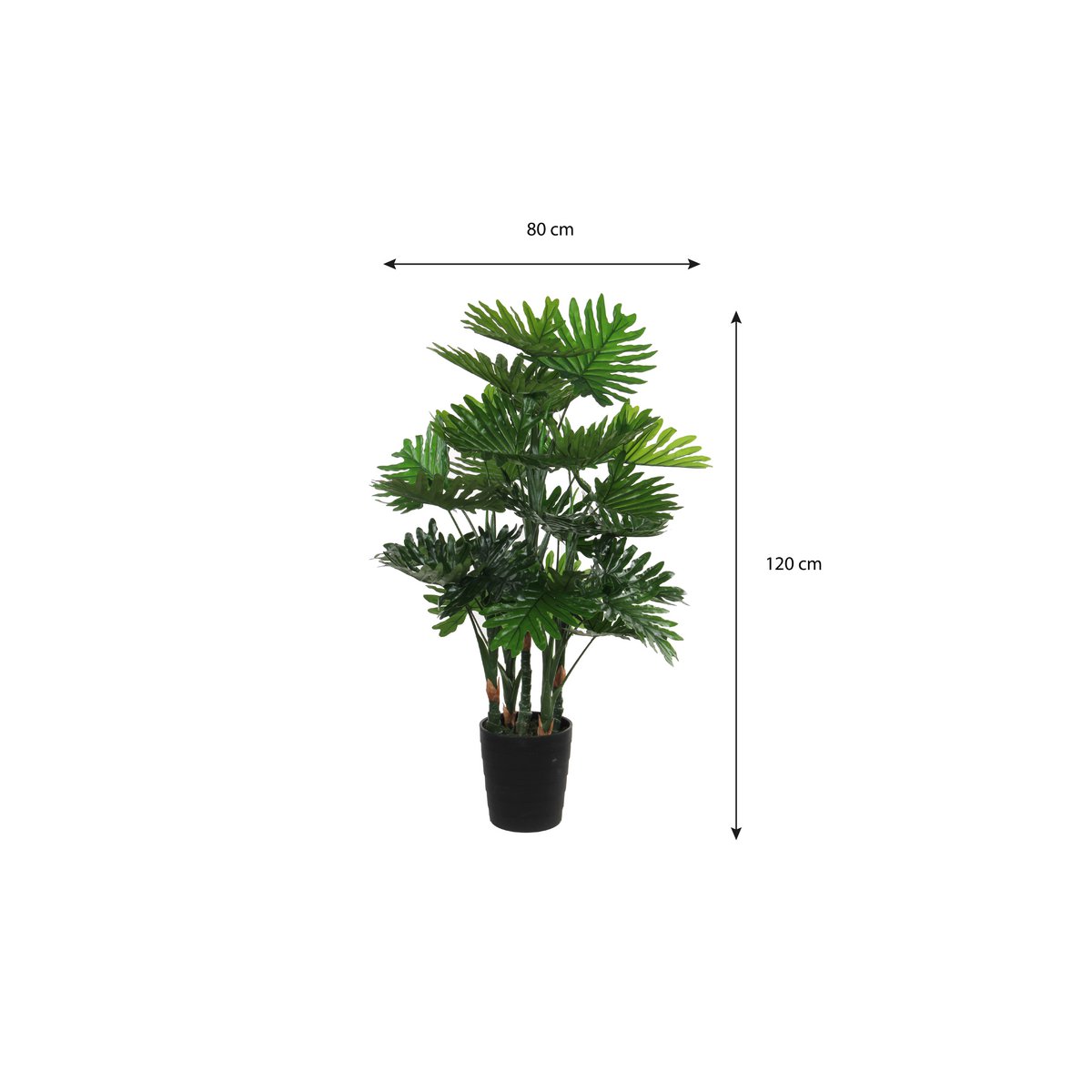 Kunstpflanze Philodendron – H120 x Ø80 cm – Grün