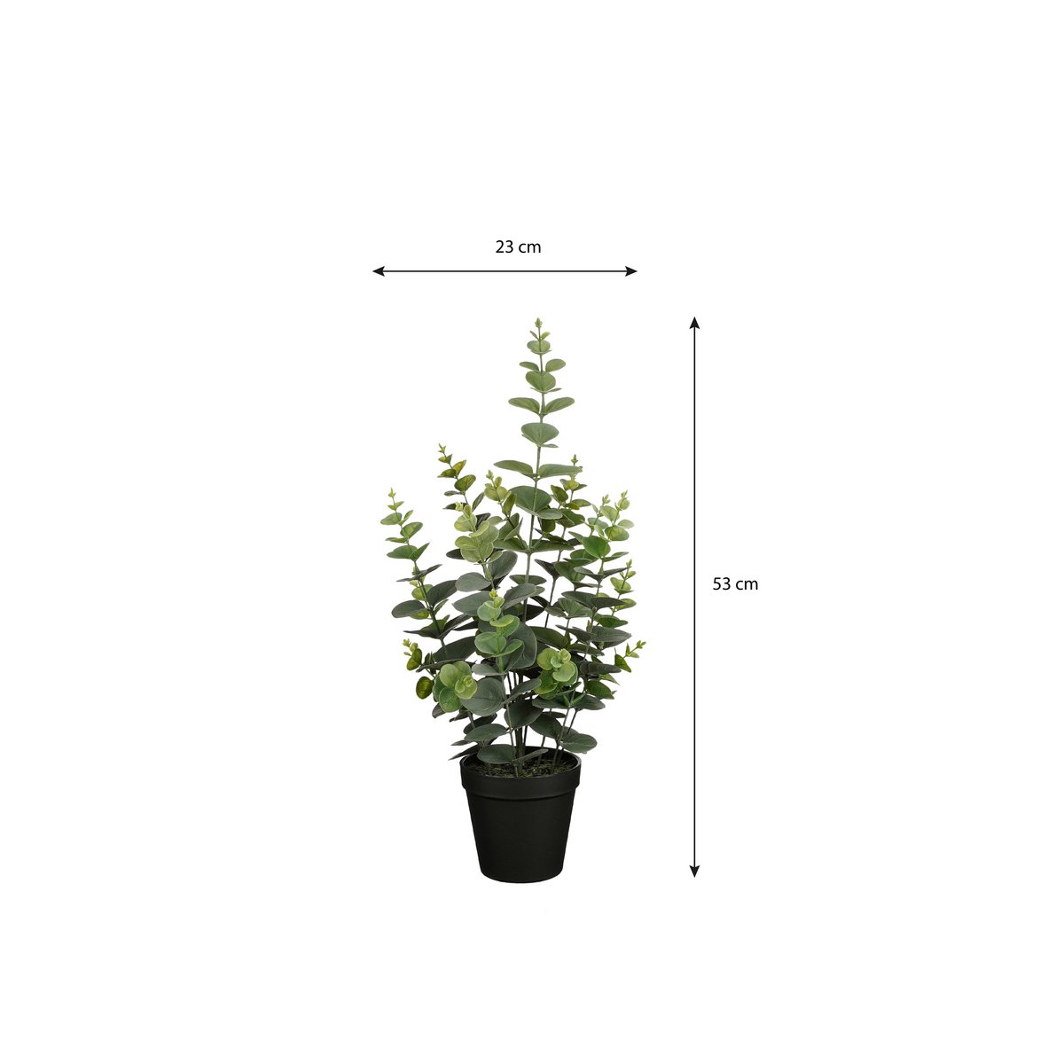 Künstliche Eukalyptuspflanze im Blumentopf – H53 x Ø23 cm – Grün