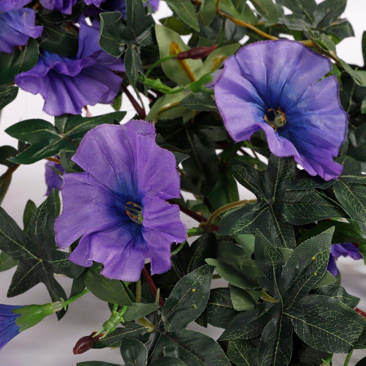 Künstliche Hängepflanze Petunie im Stan-Blumentopf – L25 x B45 x H50 cm – Dunkelviolett - Vitalia Bloom