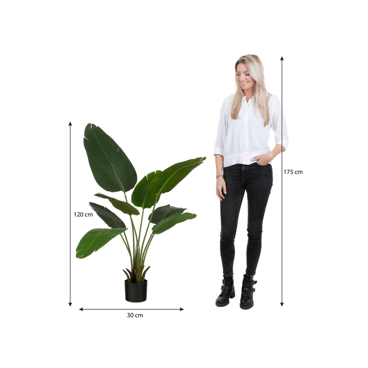 Künstliche Pflanzenbananenbaum - H120 x Ø30 - Grün