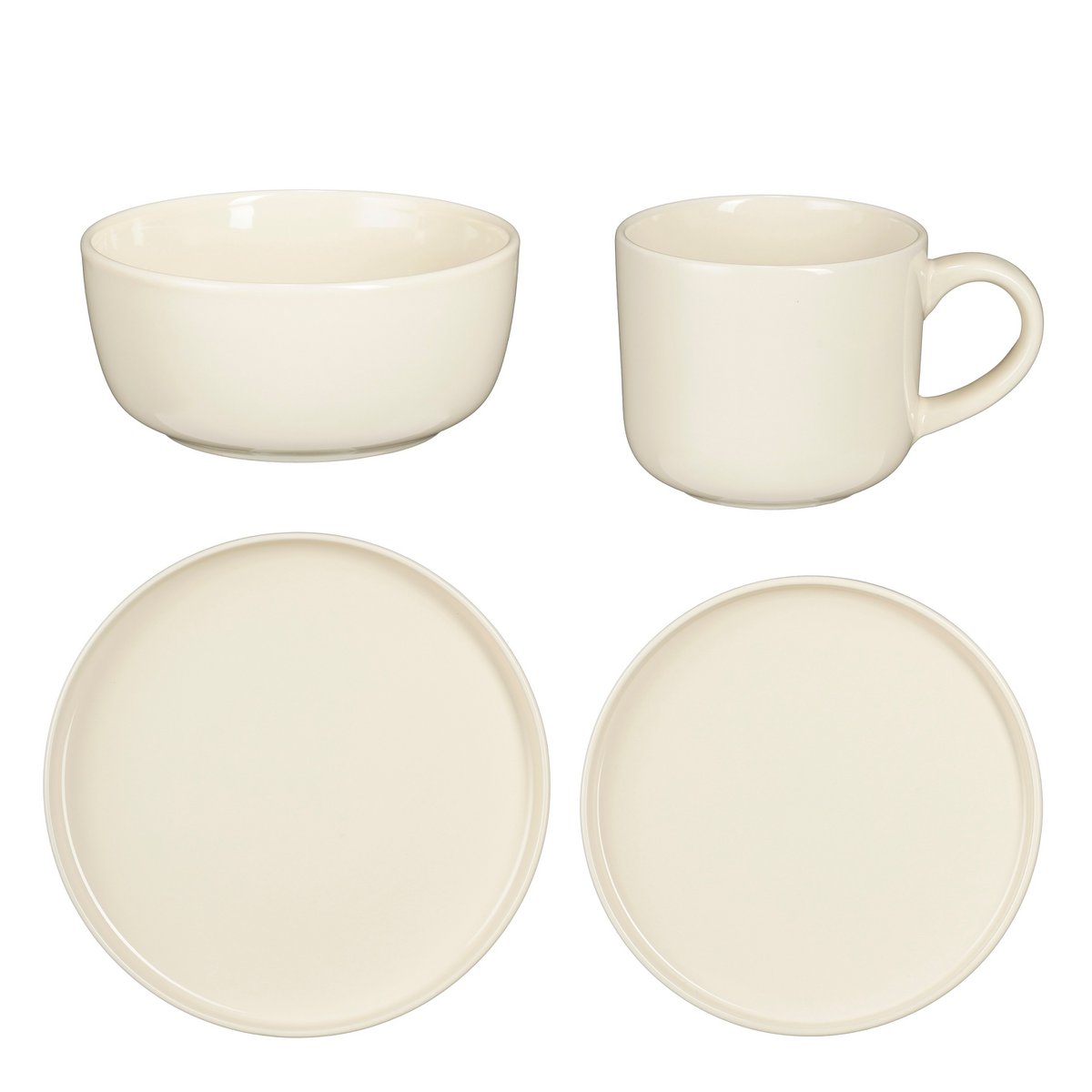 Ozi Geschirr-Set für 4 Personen – 16-tlg., Steingut, Off-White – Mica Decorations