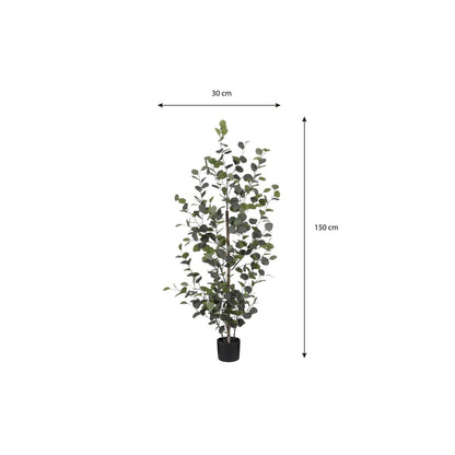 Künstliche Eukalyptuspflanze im Blumentopf – H150 x Ø30 cm – Grün