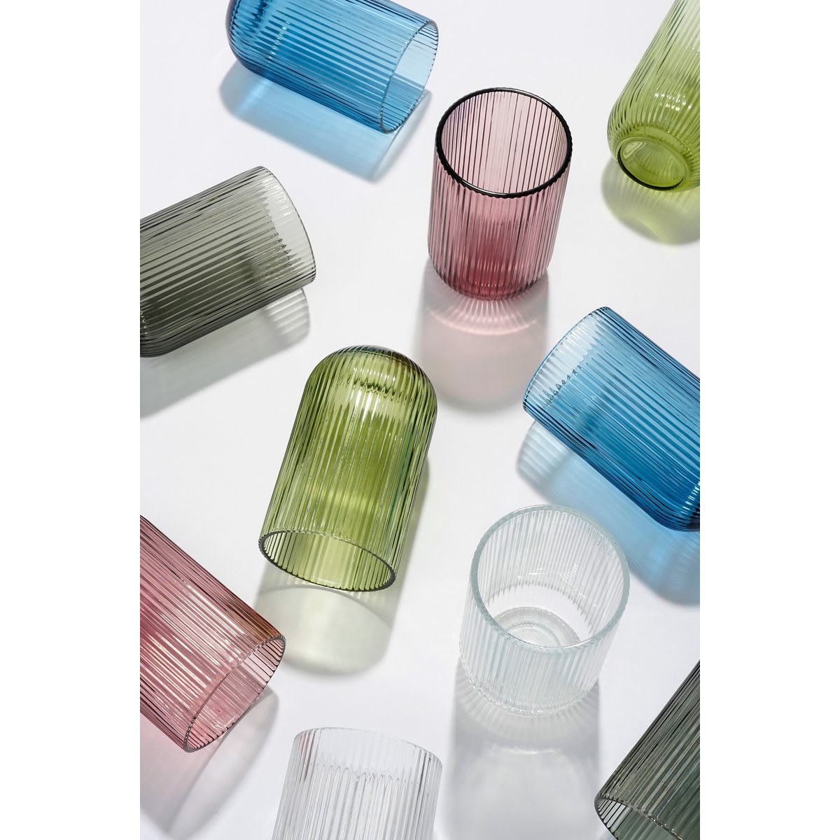 Merlot Trinkgläser – 6-teiliges Wassergläser-Set mit Rillenstruktur