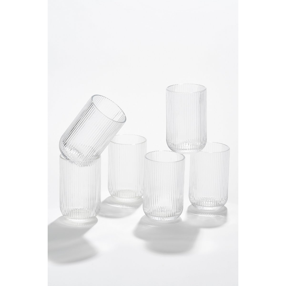 Merlot Trinkgläser – 6-teiliges Wassergläser-Set mit Rillenstruktur