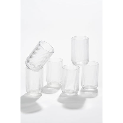 Merlot Trinkgläser – 6-teiliges Wassergläser-Set mit Rillenstruktur