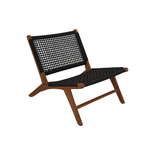 HSM Collection-Gartenloungesessel Rio KD-66x80x65-Schwarz/Natur-Teak/Bananenblatt